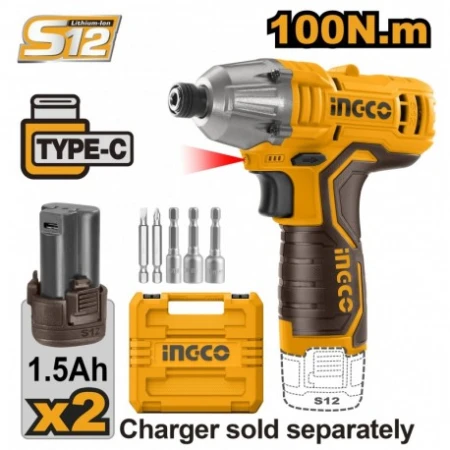 MASINA DE INSURUBAT CU IMPACT CU ACUMULATOR LI-ION 12V/2X1.5A INGCO