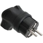 Вилка угловая черная прарезиновый 16A Konza Вилка угловая черная прарезиновый 16A Konza