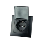 Розетка с крышкой с заземлением графитовый встраиваемывая 16A ИП20 220V rosa Злмос