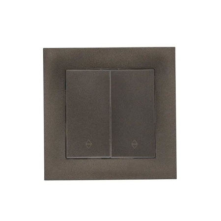 Выключатель двухклавишный встраиваемый проходной графитовый 10A ИП20 220V rosa Злмос