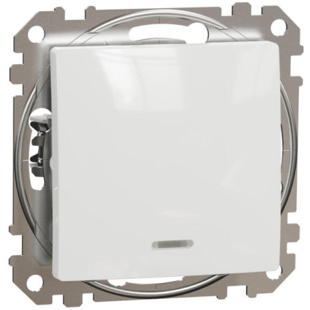 Выключатель одноклавишный встраиваемый с подсветкой белый ИП20 220V sedna New Schneider