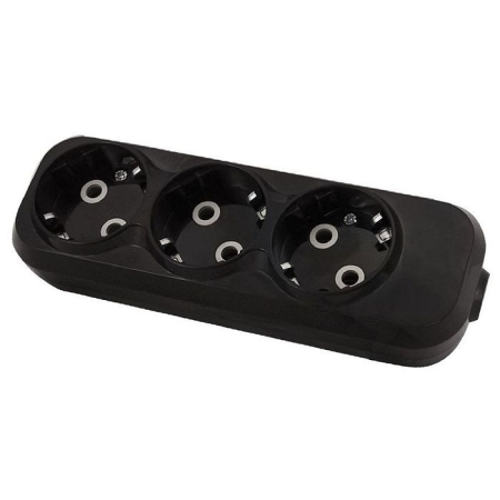 Bloc cu 3 prize cu împământare negru 16A TDM