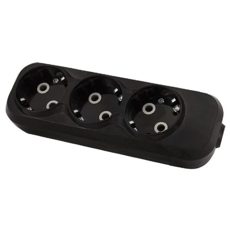 Bloc cu 3 prize cu împământare negru 16A TDM