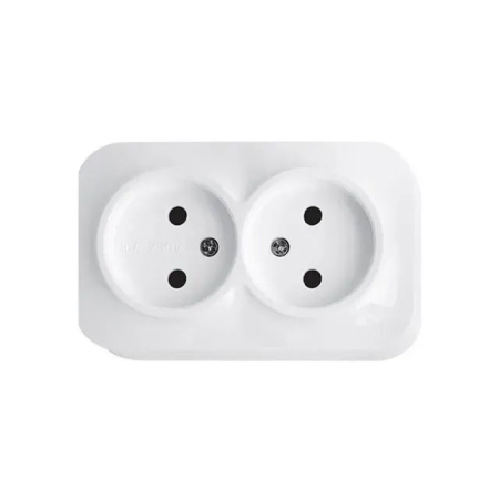 Priză dublă albă aparentă 16A IP44 220V Elmos