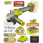 POLIZOR UNGHIUILAR 115MM CU ACUM 20V/2X4AH 1150W DYLLU