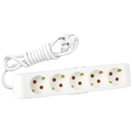 Удлинитель с 5 розетками с заземлением белый-Серый 3m 16A 3х1.0 мм² 220V TDM