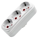 Adaptor cu 3 prize cu împământare alb 16A Elmos