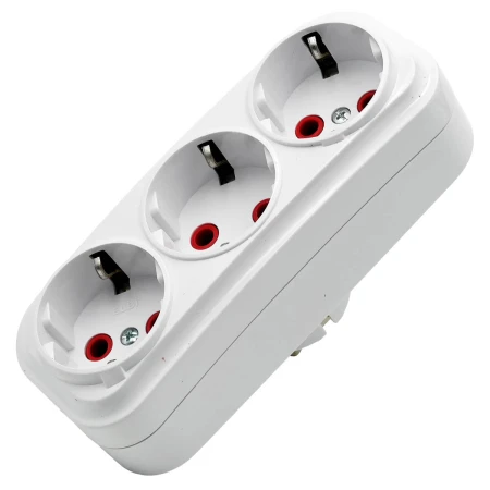 Adaptor cu 3 prize cu împământare alb 16A Elmos