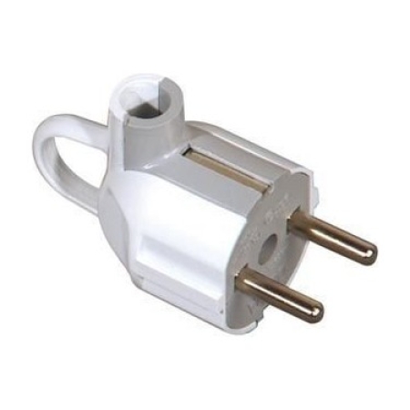 Вилка с кольцом с заземлением белая 16A Depa