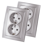 Двойная розетка с заземлением металический встраиваемывая 16A ИП20 220V NILSON