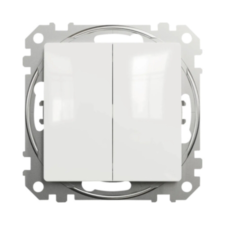 Întrerupător dublu incorporabil cap-scară alb 10A IP20 220V sedna New Schneider