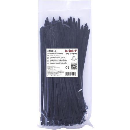 Кабельная стяжка черный 300X5MM Enext