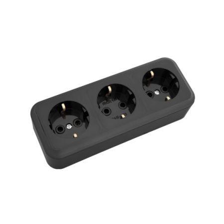 Bloc cu 3 prize cu împământare negru 16A Viko