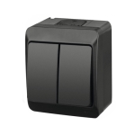 Выключатель двухклавишный накладной серый 10A ИП54 220V Timex