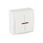 Întrerupător dublu aparent cu iluminare alb 16A IP20 220V NILSON