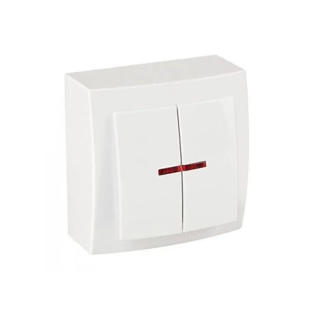 Întrerupător dublu aparent cu iluminare alb 16A IP20 220V NILSON