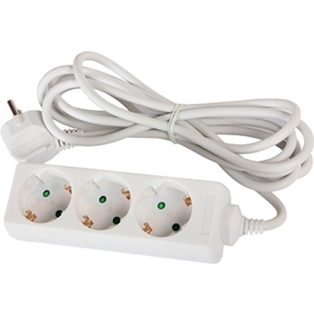 Удлинитель с 3 розетками с защитой белый 7m 16A 2х0,75mm² 220V Enext