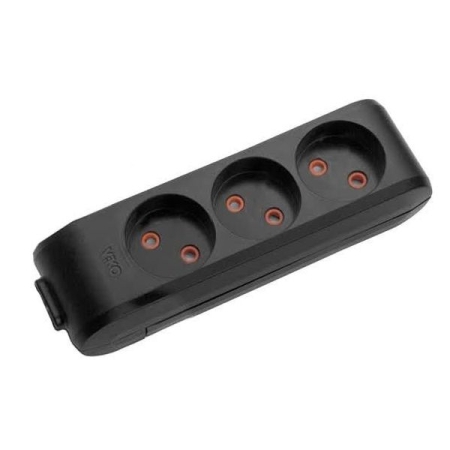 Блок с 3 розетками черный 16A Viko
