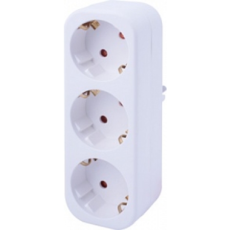 Adaptor cu 3 prize cu împământare alb 220V 2P+PE 16A 220V Enext