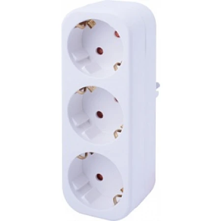 Adaptor cu 3 prize cu împământare alb 220V 2P+PE 16A 220V Enext