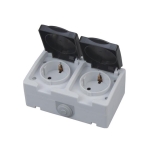 Priză dublă cu împământare albă aparentă 16A IP54 220V Horoz