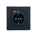 Priză incorporabilă cu USB și Type C neagră 220V 16A IP20 220V rita Mutlusan