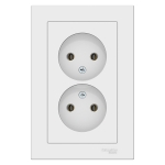 Двойная розетка белая встраиваемывая 16A ИП20 220V jasmin Злмос