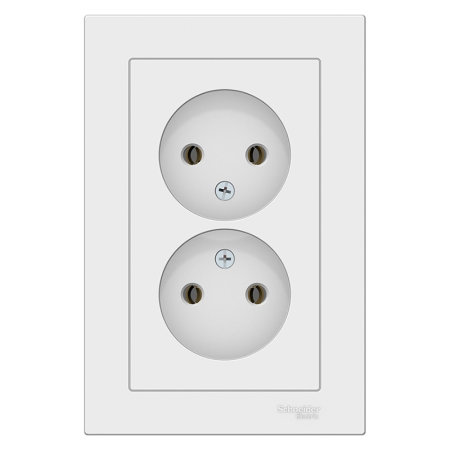 Priză dublă albă incorporabilă 16A IP20 220V jasmin Elmos