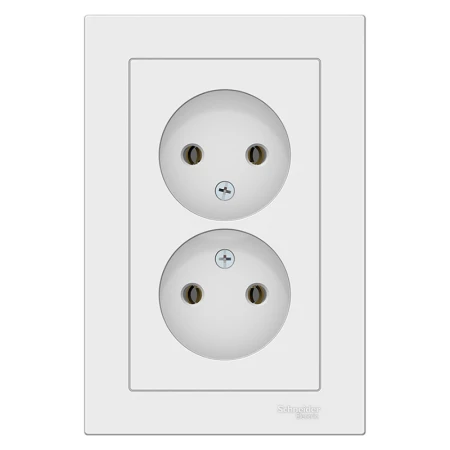 Priză dublă albă incorporabilă 16A IP20 220V jasmin Elmos