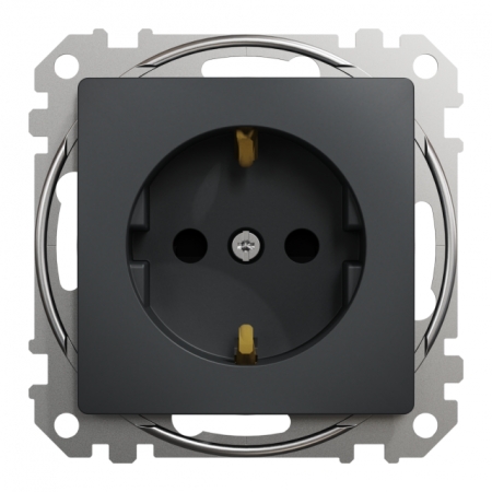 Priză cu împământare antracit incorporabilă 16A IP20 220V sedna New Schneider