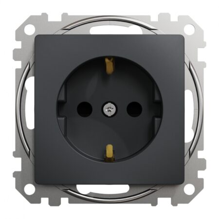 Priză cu împământare antracit incorporabilă 16A IP20 220V sedna New Schneider