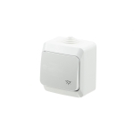 Выключатель одноклавишный накладной с подсветкой белый 10A ИП20 220V Konza