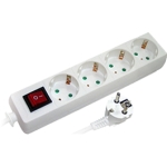 Удлинитель с выключателям с 4 розетками с заземлением с защитой белый 3m 16A 3х1.0 мм² 220V Enext