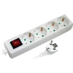 Prelungitor cu întrerupător cu 4 prize cu împământare cu protecție alb 3m 16A 3х1.0 mm² 220V Enext