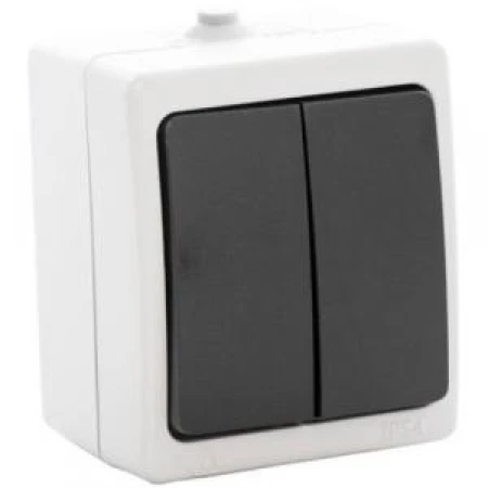 Întrerupător dublu aparent gri 10A IP54 220V atom Horoz