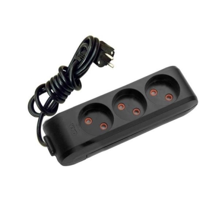 Удлинитель с 3 розетками черный 16A 2х1,5mm² 220V Viko