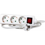 Prelungitor cu întrerupător cu 4 prize cu împământare cu protecție alb 5m 16A 3х1.0 mm² 220V Enext