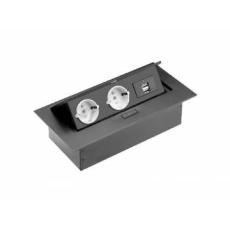 Встраиваемая розетка 1 розетка + 1usb антрацит