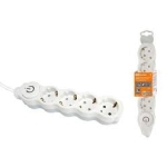 PRELUNGITOR CU INTRERUPATOR CU 4 PRIZE CU IMPAMANTARE ALB-GRI 7M 16A 3х1.0 mm² 220V TDM