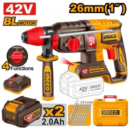 CIOCAN ROTOPERCUTOR CU ACUMULATOR  42V/2*2.0AH INGCO