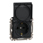 Розетка с крышкой с заземлением антрацит встраиваемывая 16A ИП20 220V sedna New Schneider