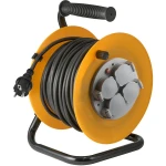 Prelungitor pe tambur cu 4 prize cu împământare negru/Portocaliu 40m 220V 3х1.0 mm² 220V Horoz