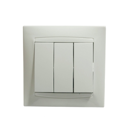Тройной выключатель встраиваемый белый 10A ИП20 220V jasmin Злмос