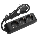 Удлинитель с 3 розетками с заземлением черный 5m 16A 3х1.0 мм² 220V Viko
