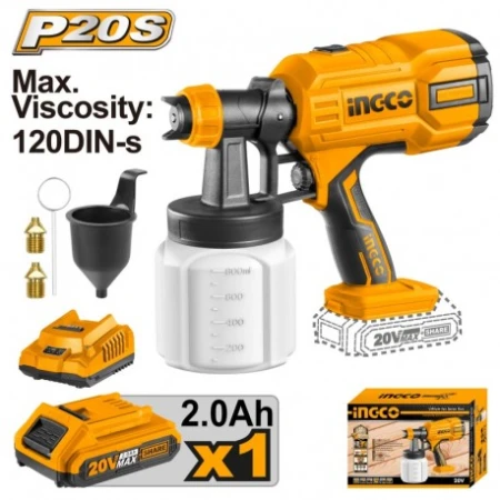 PISTOL DE PULVERIZARE PE ACUMULATOR 20V 2.0AH INGCO
