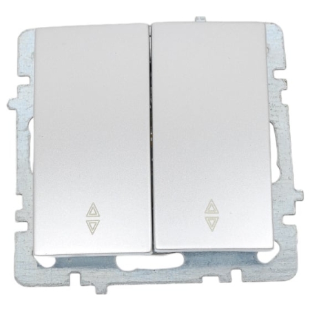 Выключатель двухклавишный встраиваемый проходной серебро 10A ИП20 220V NILSON