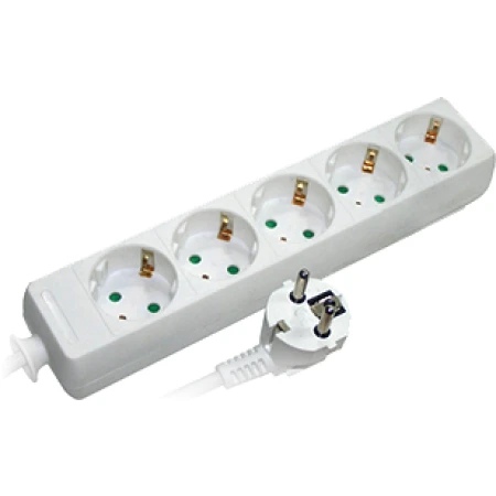 Prelungitor cu 5 prize cu împământare cu protecție alb 3m 16A 3х1.0 mm² 220V Enext