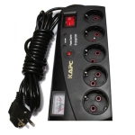 Удлинитель с 5 розетками+2*USB с заземлением черный 3m KAPC