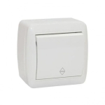 Выключатель одноклавишный накладной проходной белый 10A ИП44 220V Злмос