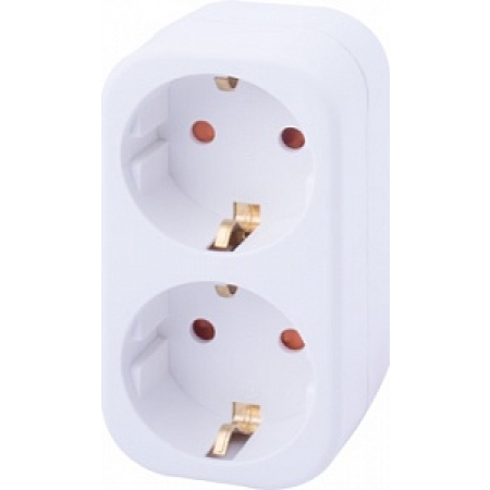 Adaptor cu 2 prize cu împământare alb 2P+PE 16A 220V Enext